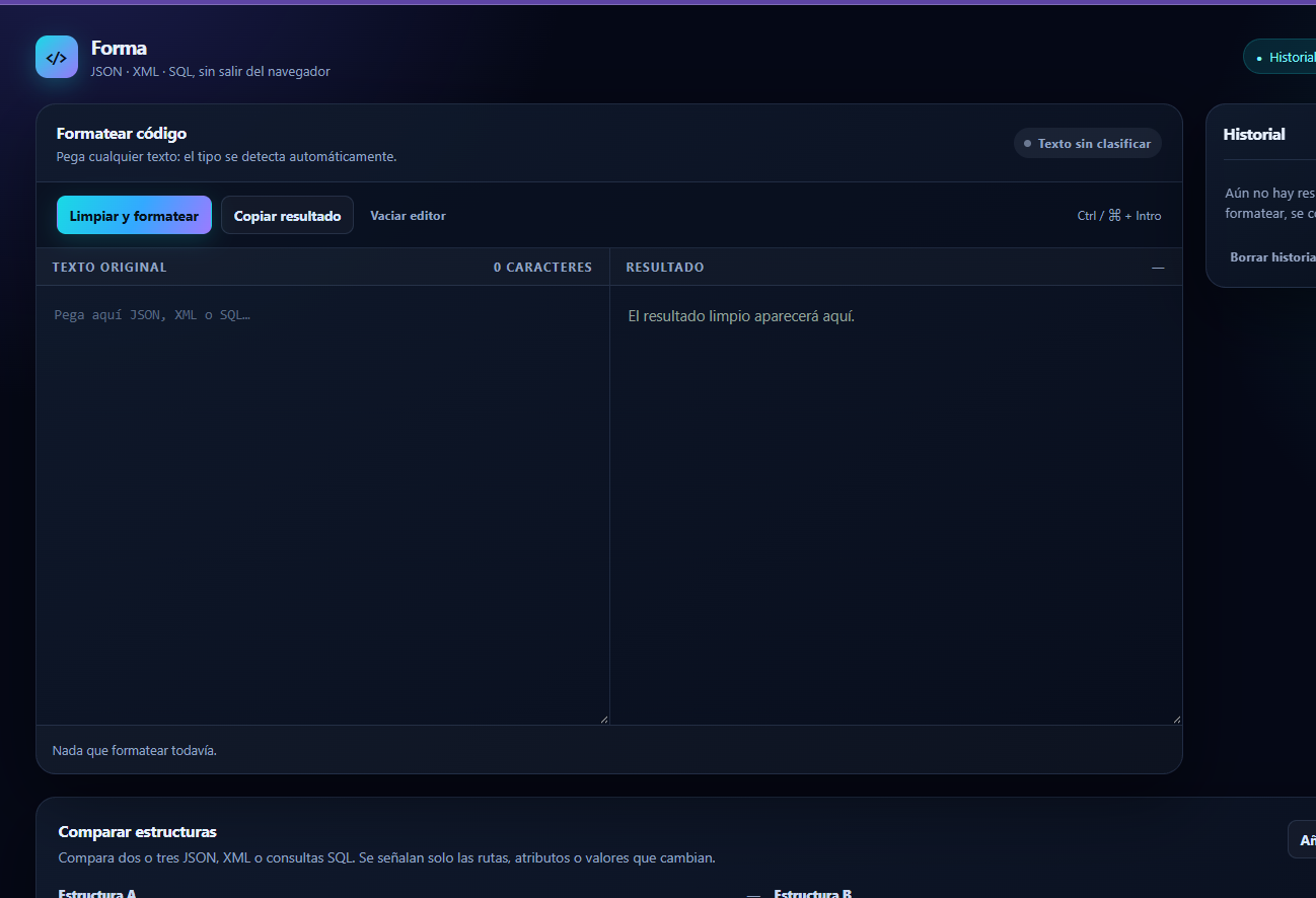 Vista del proyecto CodeFormatter